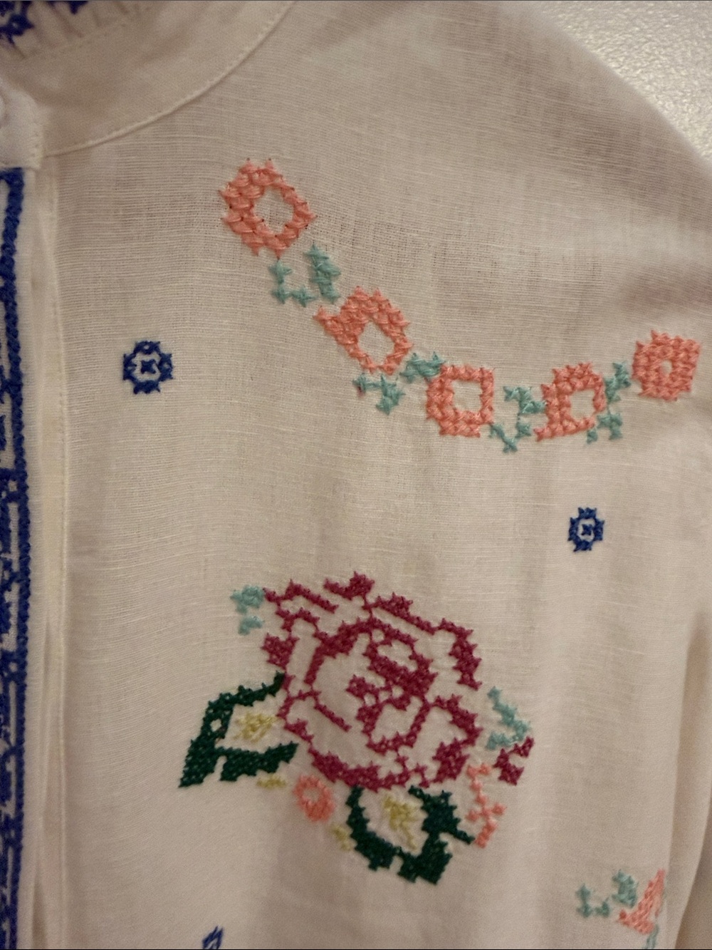 Sezane White Embroidered Floral Button-Up Blouse - new without tags - Picture 4 of 12